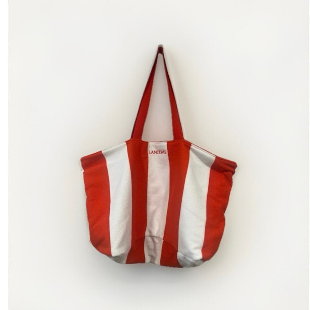Lancôme Terry Cloth Towel Beach Bag Orange White Stripe